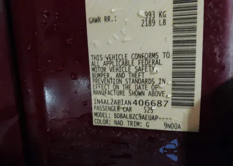 2010 Nissan Altima 2.5 S from USA, damaged, VIN 1N4AL2AP1AN406687